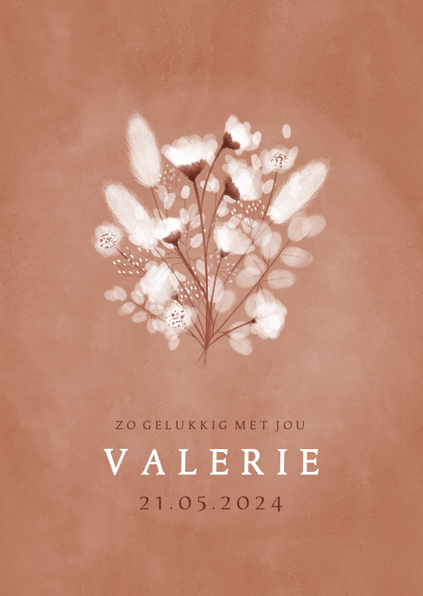Lief geboortekaartje meisje met droogbloemen en waterverf - Geboortekaartjes Geboortekaartjes - Lief geboortekaartje meisje met droogbloemen en waterverf