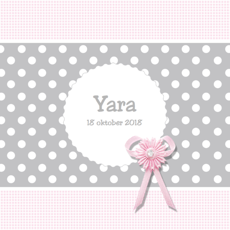 Lief geboortekaartje met strikje - Yara - Geboortekaartjes Geboortekaartjes - Lief geboortekaartje met strikje - Yara