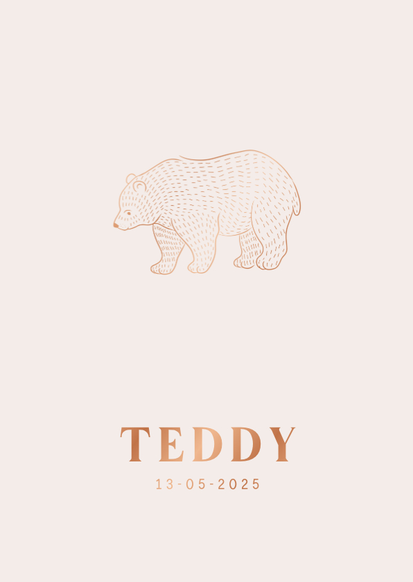 Lief geboortekaartje van een beertje illustratie in beige - Geboortekaartjes Geboortekaartjes - Lief geboortekaartje van een beertje illustratie in beige