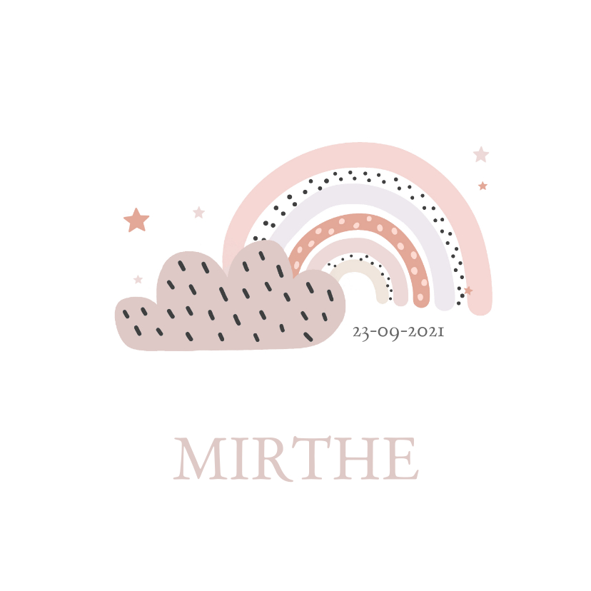 Lief geboortekaartje voor meisje met regenboog en wolk - Geboortekaartjes Geboortekaartjes - Lief geboortekaartje voor meisje met regenboog en wolk