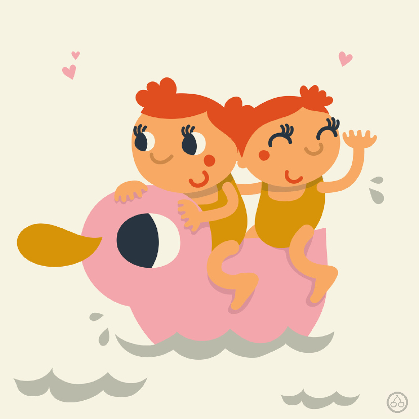 Meisjes tweeling , geboorte, NK - Geboortekaartjes Geboortekaartjes - Meisjes tweeling , geboorte, NK