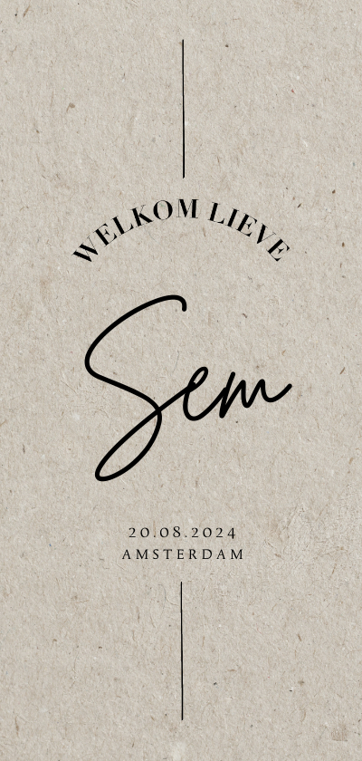 Minimalistisch geboortekaartje langwerpig kraft moderne typo - Geboortekaartjes Geboortekaartjes - Minimalistisch geboortekaartje langwerpig kraft moderne typo