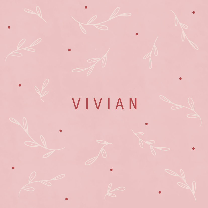 Minimalistisch geboortekaartje met botanische takjes in rood - Geboortekaartjes Geboortekaartjes - Minimalistisch geboortekaartje met botanische takjes in rood