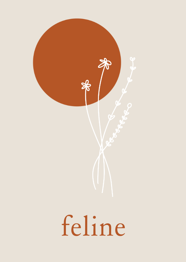Minimalistisch geboortekaartje met lijntekening bloem - Geboortekaartjes Geboortekaartjes - Minimalistisch geboortekaartje met lijntekening bloem