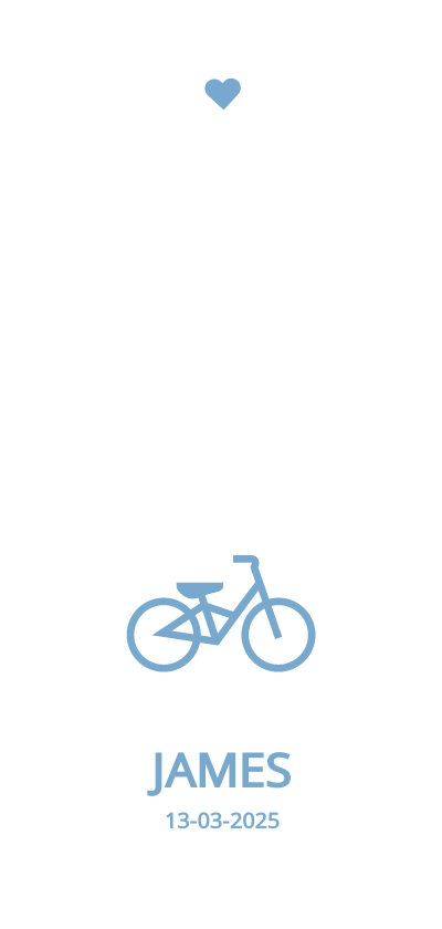 Geboortekaartjes - Modern geboortekaartje met blauw fietsje