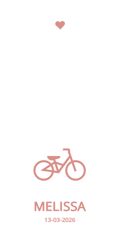 Modern geboortekaartje met roze fietsje - Geboortekaartjes Geboortekaartjes - Modern geboortekaartje met roze fietsje