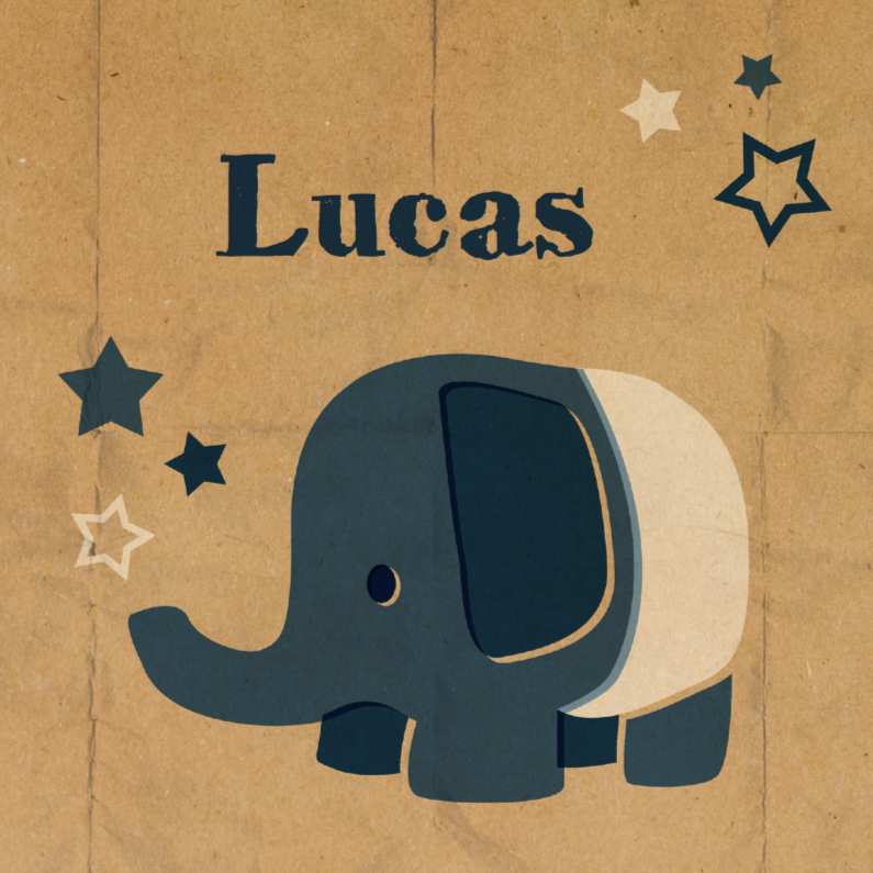 Olifant retro jongen - Geboortekaartjes Geboortekaartjes - Olifant retro jongen