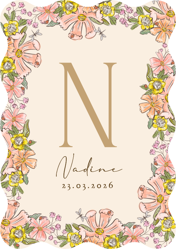 Origineel geboortekaartje zomerse bloemen kleurrijk libelle - Geboortekaartjes Geboortekaartjes - Origineel geboortekaartje zomerse bloemen kleurrijk libelle