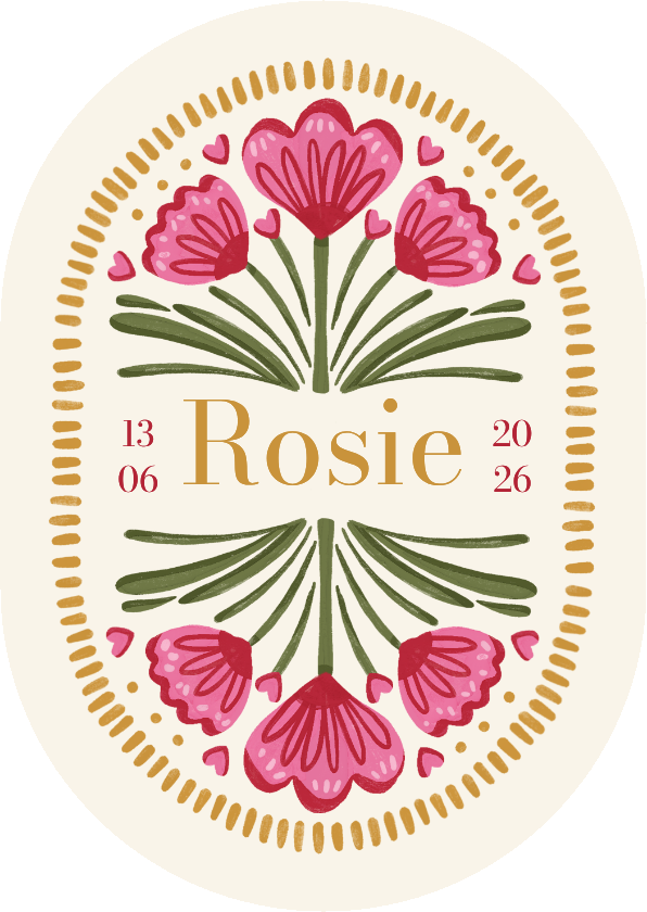 Geboortekaartjes - Pilvorm geboortekaartje bohemian bloemen trend zomer