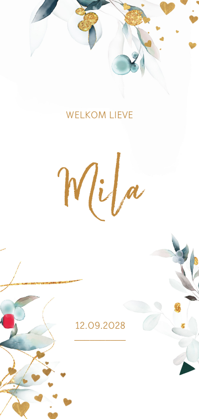 Prachtige geboortekaartje botanische weelde meisje - Geboortekaartjes Geboortekaartjes - Prachtige geboortekaartje botanische weelde meisje