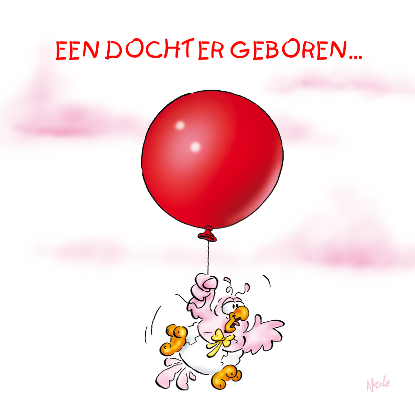 Rocco Geboorte dochter 4 baby aan ballon - Geboortekaartjes Geboortekaartjes - Rocco Geboorte dochter 4 baby aan ballon