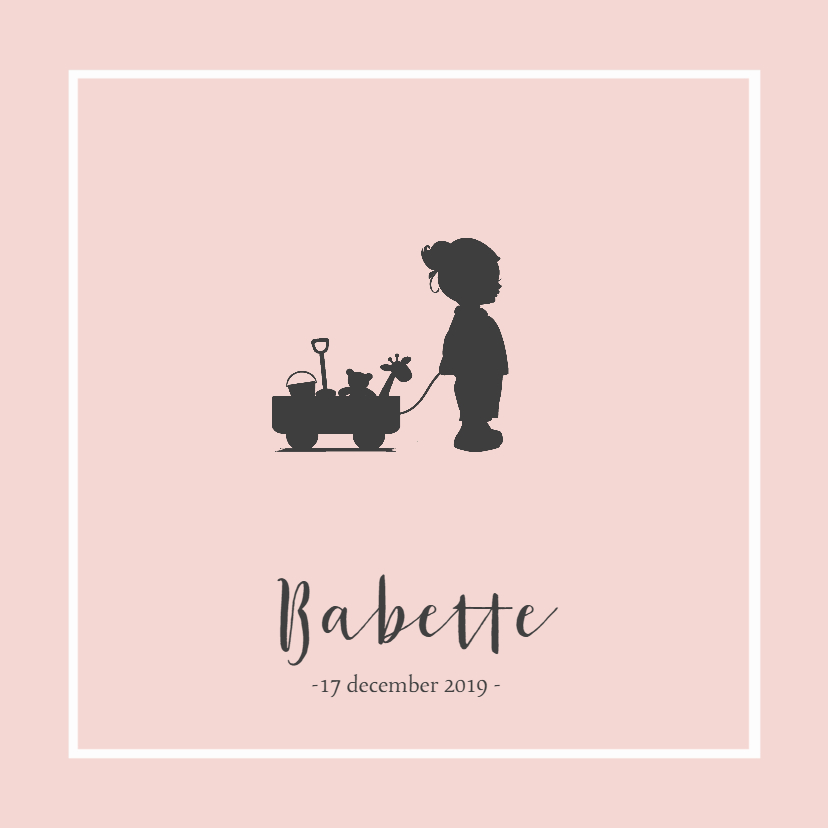 Roze geboortekaartje silhouet - Geboortekaartjes Geboortekaartjes - Roze geboortekaartje silhouet