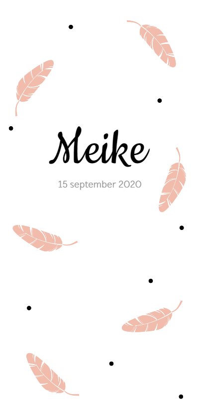 Roze veertjes en stipjes - Geboortekaartjes Geboortekaartjes - Roze veertjes en stipjes