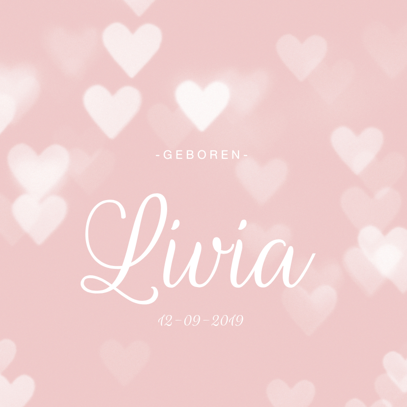 Schattig geboortekaartje hartjes meisje - Geboortekaartjes Geboortekaartjes - Schattig geboortekaartje hartjes meisje