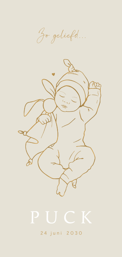 Schattig geboortekaartje van baby met knuffeldoekje konijn - Geboortekaartjes Geboortekaartjes - Schattig geboortekaartje van baby met knuffeldoekje konijn