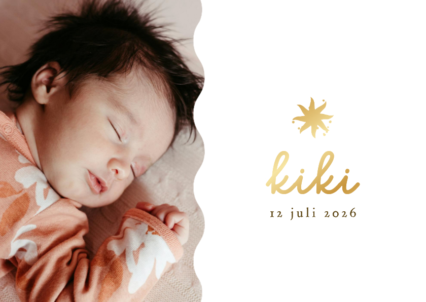 Stijlvol geboortekaartje boho zon silhouet goud foto - Geboortekaartjes Geboortekaartjes - Stijlvol geboortekaartje boho zon silhouet goud foto