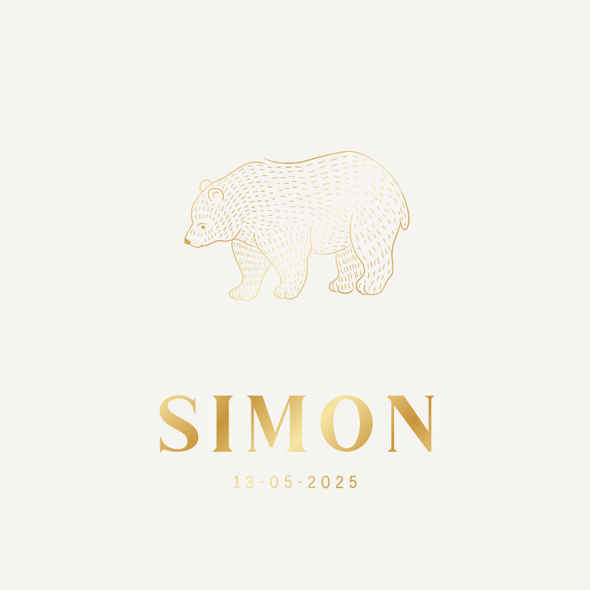 Stijlvol geboortekaartje met een beertje illustratie - Geboortekaartjes Geboortekaartjes - Stijlvol geboortekaartje met een beertje illustratie