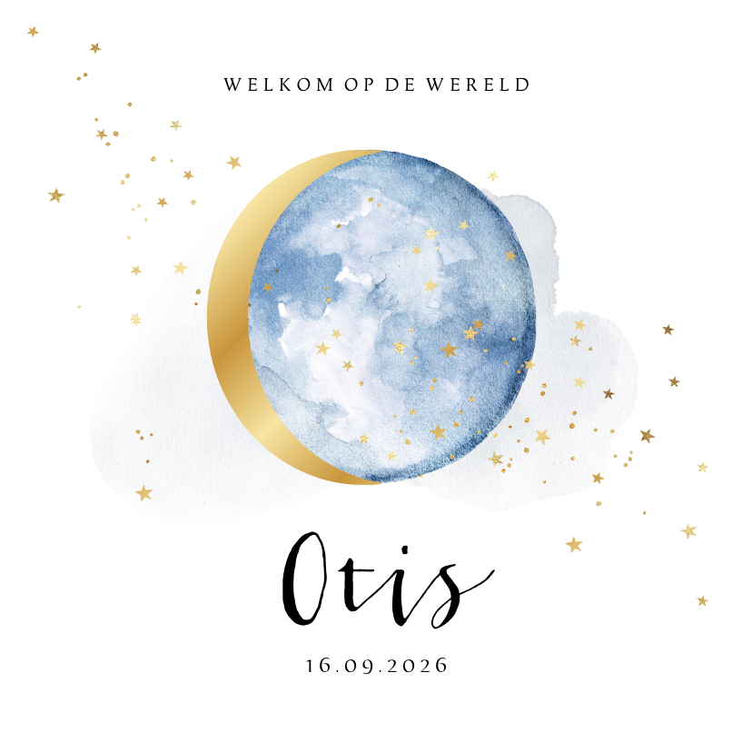 Stijlvol geboortekaartje met watercolour en goud - Geboortekaartjes Geboortekaartjes - Stijlvol geboortekaartje met watercolour en goud