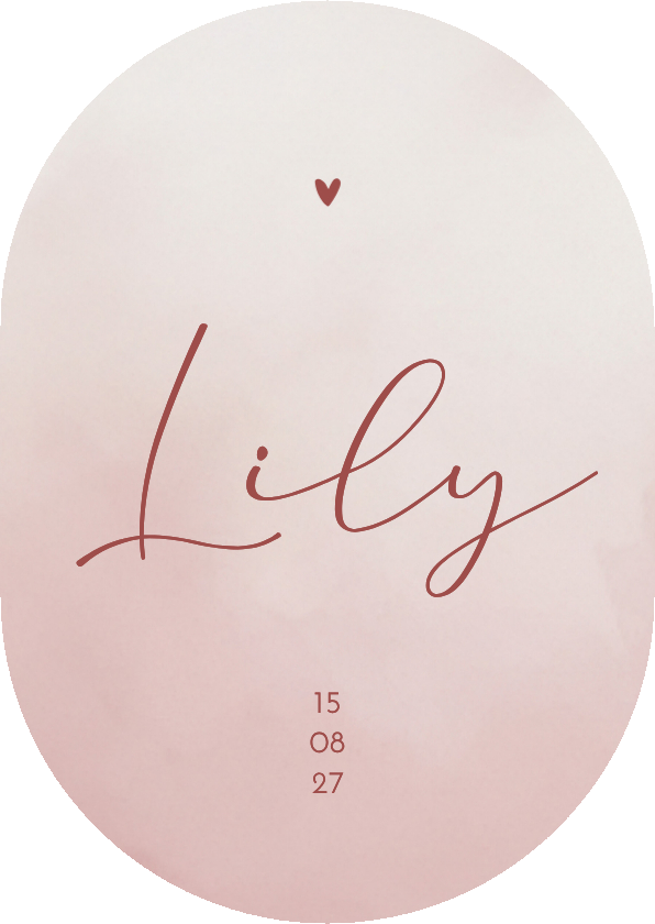 Stijlvol geboortekaartje waterverf ovaal roze - Geboortekaartjes Geboortekaartjes - Stijlvol geboortekaartje waterverf ovaal roze