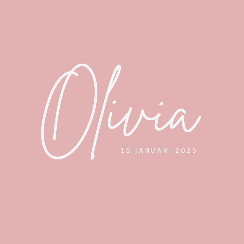 Stijlvol minimalistisch geboortekaartje meisje handlettering - Geboortekaartjes Geboortekaartjes - Stijlvol minimalistisch geboortekaartje meisje handlettering
