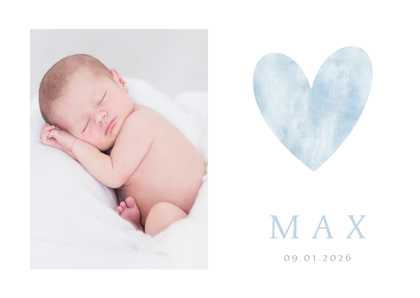Geboortekaartjes - Stijlvol minimalistisch geboortekaartje met hart en foto