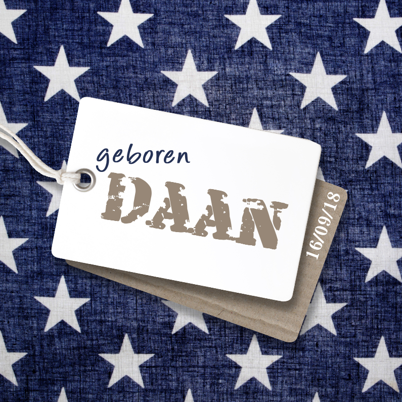 Stoer blauw geboortekaartje sterren - Geboortekaartjes Geboortekaartjes - Stoer blauw geboortekaartje sterren