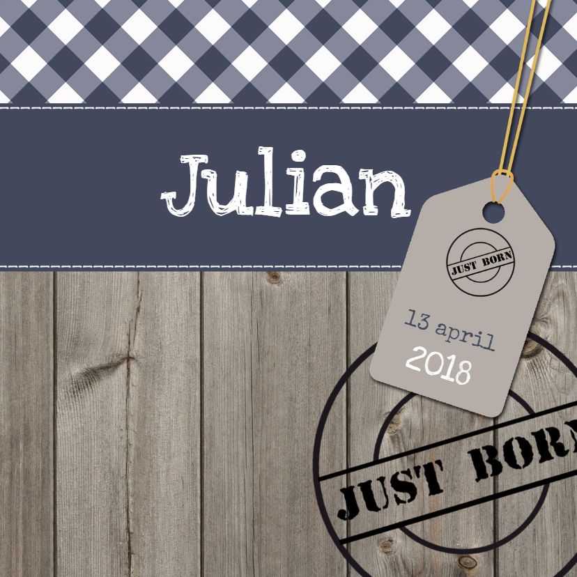 Stoer geboortekaartje Julian SS - Geboortekaartjes Geboortekaartjes - Stoer geboortekaartje Julian SS