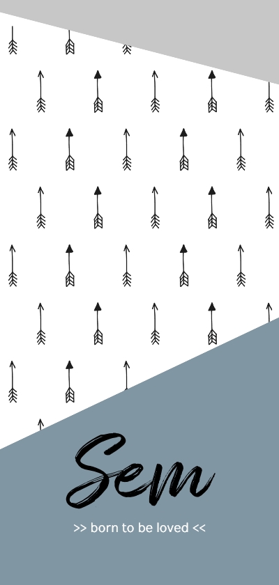 Stoer geboortekaartje met pijltjes en vlakken - Geboortekaartjes Geboortekaartjes - Stoer geboortekaartje met pijltjes en vlakken