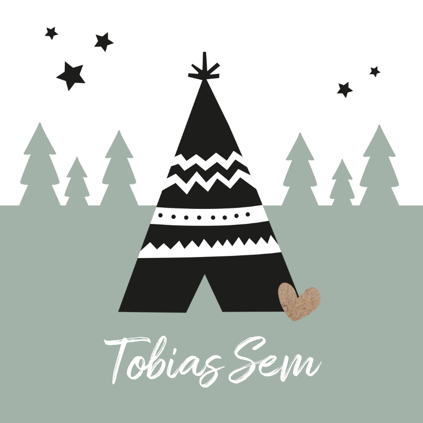Stoer geboortekaartje tipi - Geboortekaartjes Geboortekaartjes - Stoer geboortekaartje tipi
