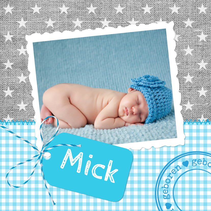 Stoer Linnen Sterren Mick - Geboortekaartjes Geboortekaartjes - Stoer Linnen Sterren Mick