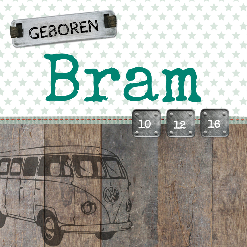 Stoere jongen VW geboorte - Geboortekaartjes Geboortekaartjes - Stoere jongen VW geboorte