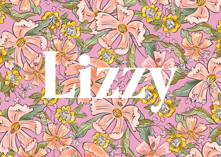 Geboortekaartjes - Trendy geboortekaartje floral kleurrijke bloemen libelle