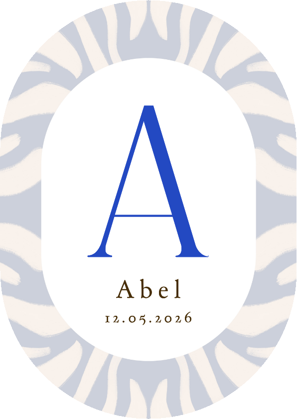 Geboortekaartjes - Trendy geboortekaartje initiaal streeppattroon blauw