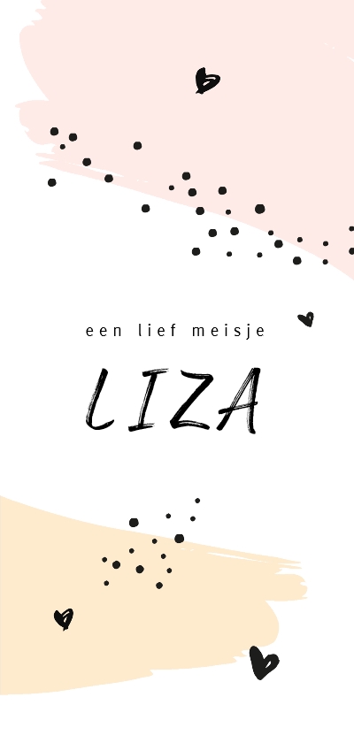 Trendy geboortekaartje met roze en gele brush - Geboortekaartjes Geboortekaartjes - Trendy geboortekaartje met roze en gele brush