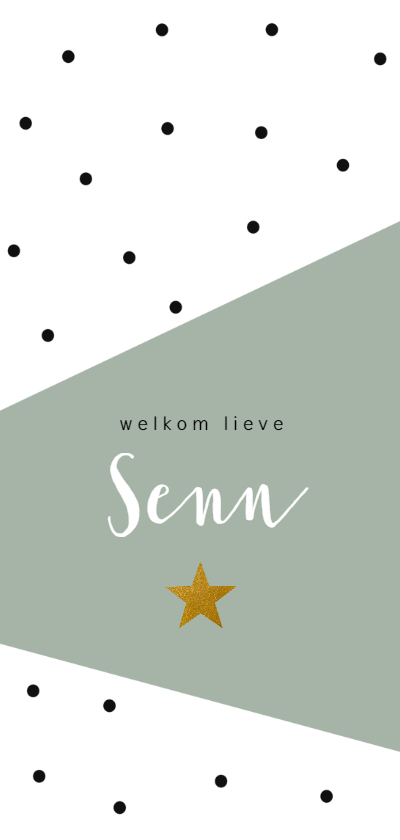 Trendy geboortekaartje met stippen en groen vlak - Geboortekaartjes Geboortekaartjes - Trendy geboortekaartje met stippen en groen vlak