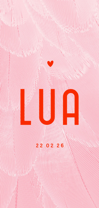 Geboortekaartjes - Trendy geboortekaartje veren roze met rood