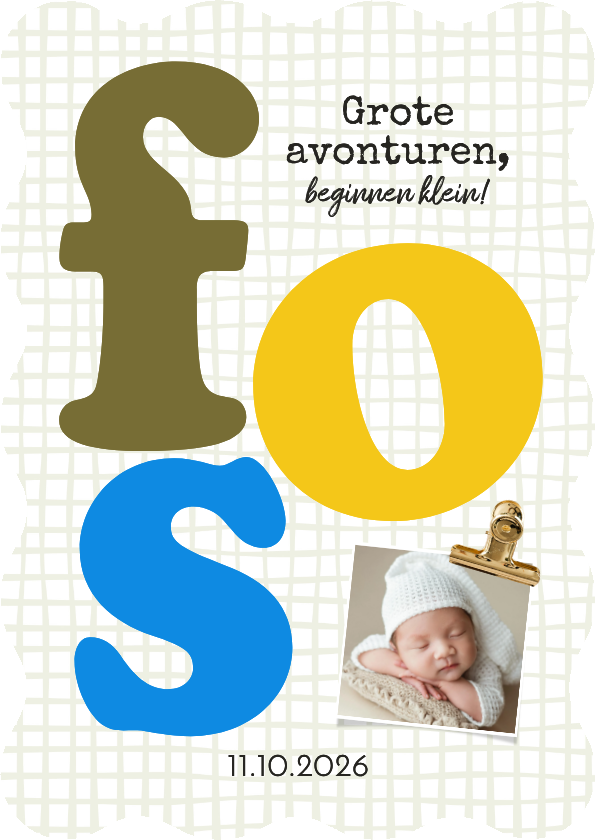 Geboortekaartjes - Trendy geboortekaartje wave typografisch kleurrijk ruit foto
