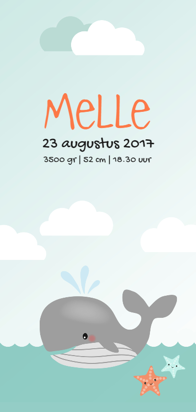 Under the sea Walvis - Geboortekaartjes Geboortekaartjes - Under the sea Walvis