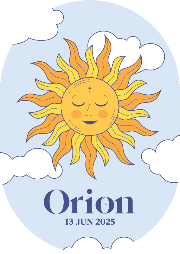 Uniek geboortekaartje blauw met zon met gezichtje - Geboortekaartjes Geboortekaartjes - Uniek geboortekaartje blauw met zon met gezichtje