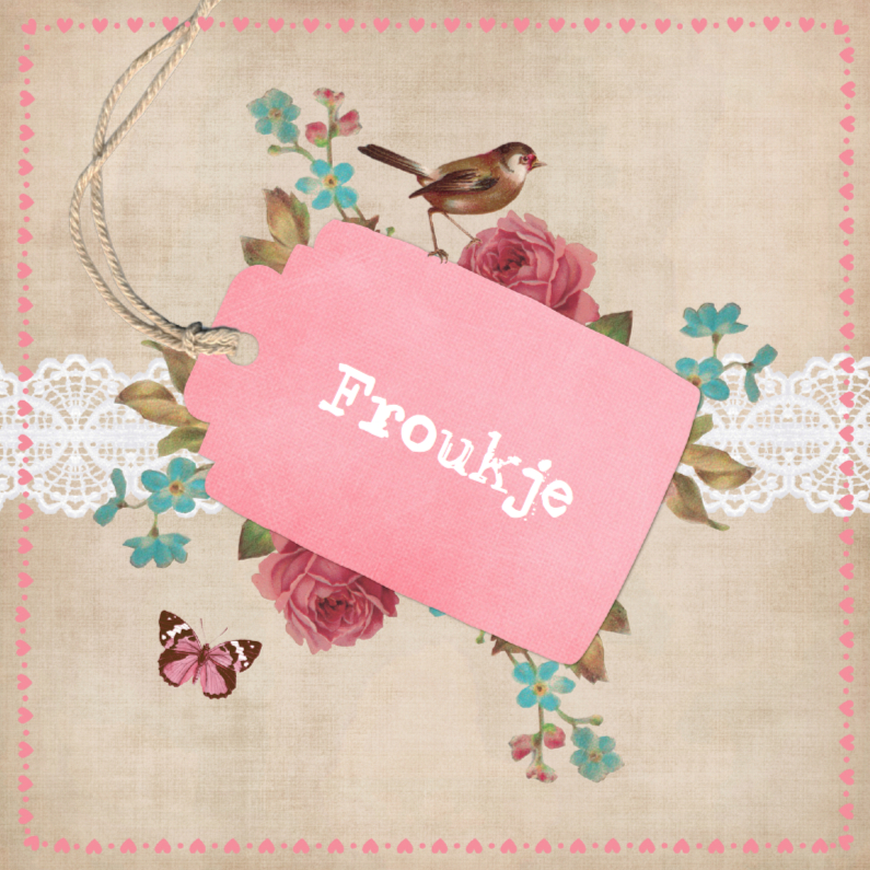 Vintage Geboortekaartje Froukje Donker - Geboortekaartjes Geboortekaartjes - Vintage Geboortekaartje Froukje Donker