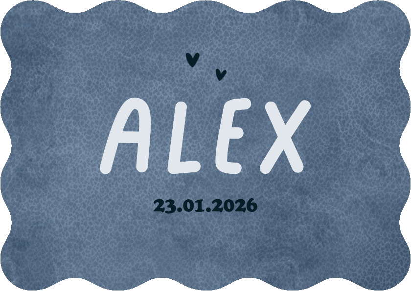 Geboortekaartjes - Wave geboortekaartje stoer typografisch donkerblauw print