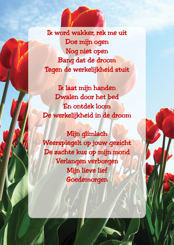 Gedichtenkaart Tulpen Liefde - Gedichtenkaarten Gedichtenkaarten - Gedichtenkaart Tulpen Liefde