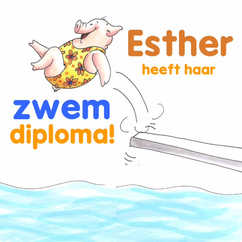 Geslaagd kaarten - Diploma zwemmen meisje