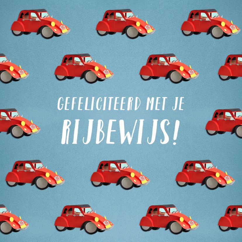 Geslaagd kaarten - Gefeliciteerd met je rijbewijs rode eend