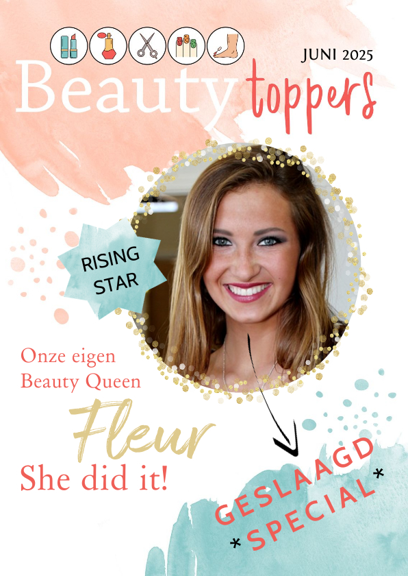 Geslaagd kaarten - Geslaagd Cover beauty opleiding