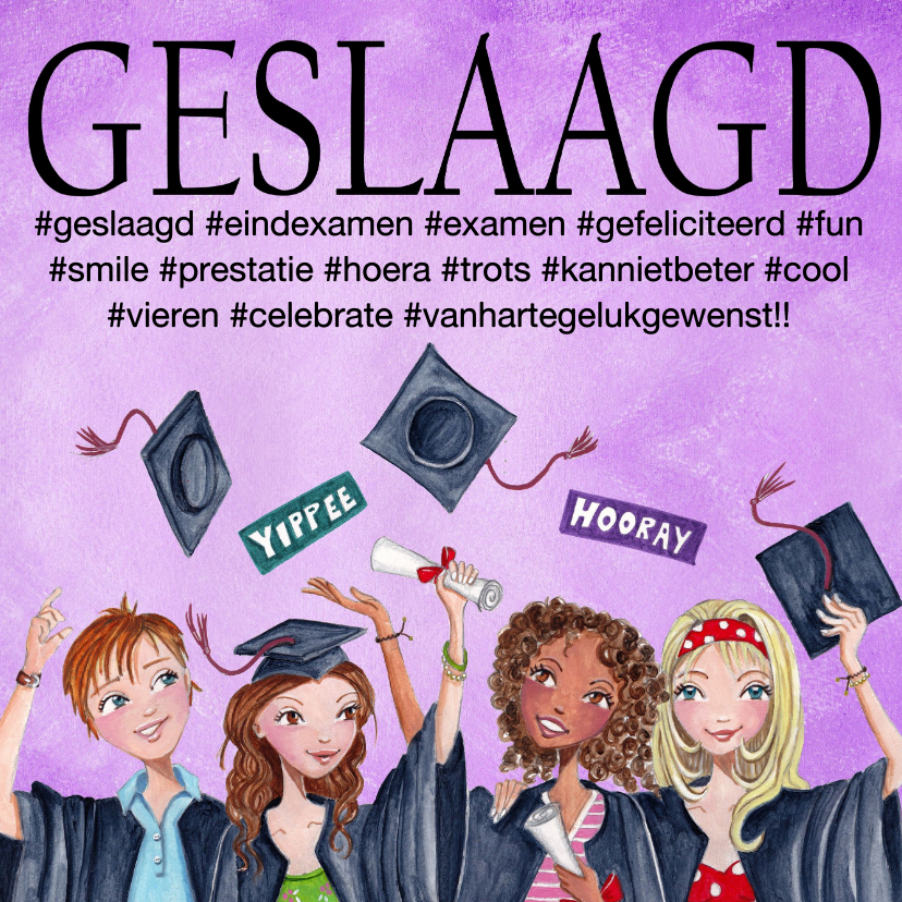 Geslaagd kaarten - Geslaagd Eindexamen Examen Illustratie