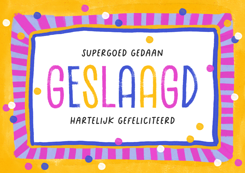 Geslaagd kaarten - Geslaagd felicitatiekaart verf kleurrijk confetti diploma