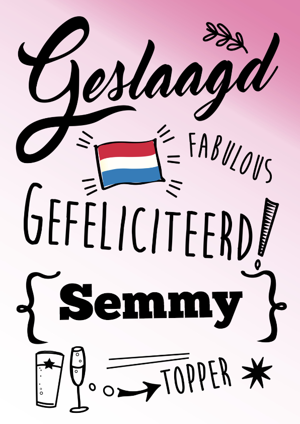 Geslaagd kaarten - Geslaagd grafisch met eigen naam