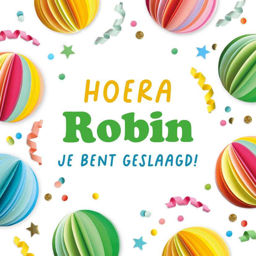 Geslaagd kaarten - Geslaagd kaart confetti en feestversiering