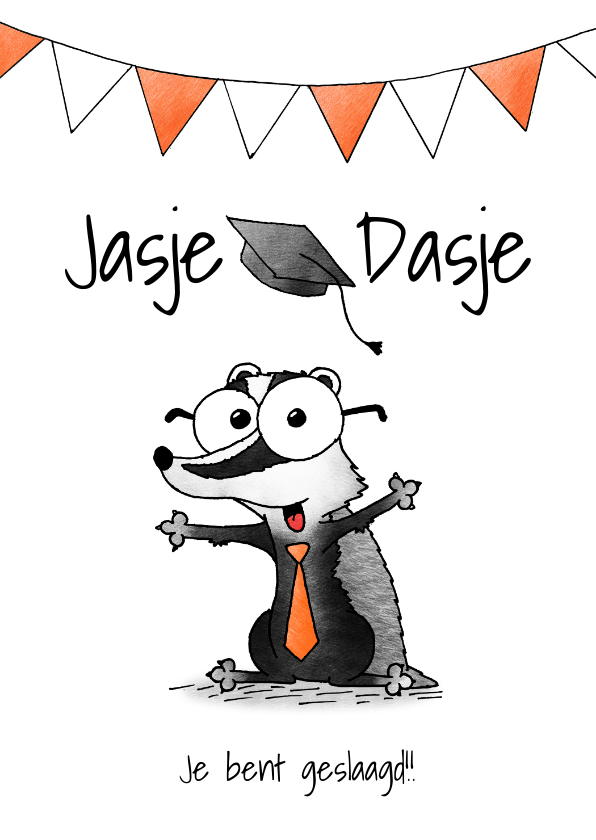 Geslaagd kaarten - Geslaagd kaart das - Jasje Dasje Je bent geslaagd!